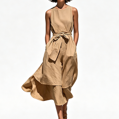 Flowing Waist-Tie Maxi Dress