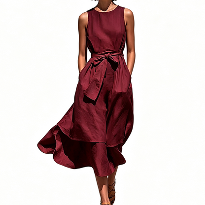 Flowing Waist-Tie Maxi Dress