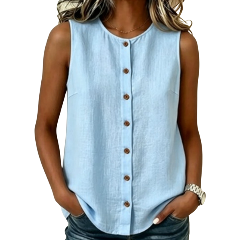 Women's Sleeveless Button-Down Tank Top