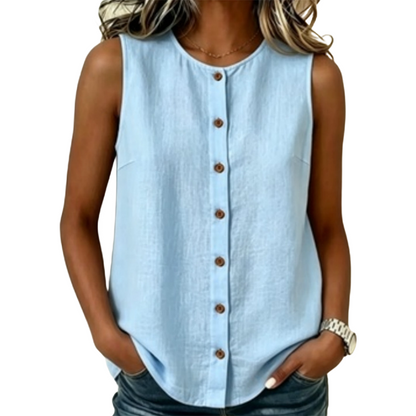 Women's Sleeveless Button-Down Tank Top