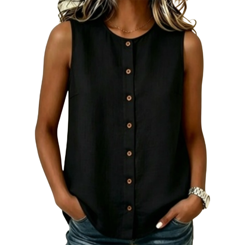 Women's Sleeveless Button-Down Tank Top