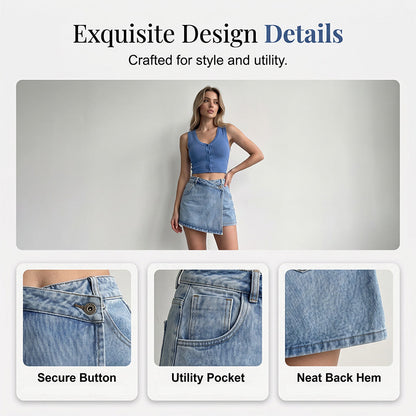 Women Summer High-waist Denim Skort