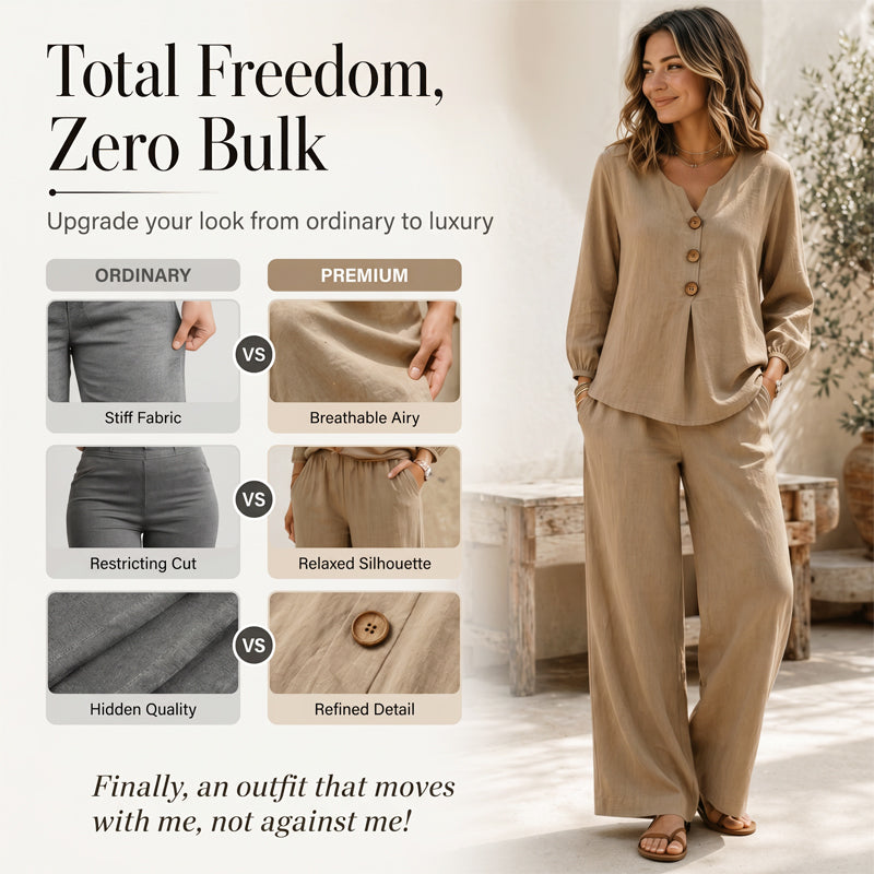 Women's V-Neck Long Sleeve Top & Pants Set