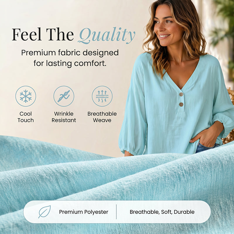 Women's Casual V-Neck 3/4 Sleeve Top