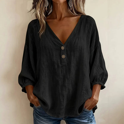 Women's Casual V-Neck 3/4 Sleeve Top