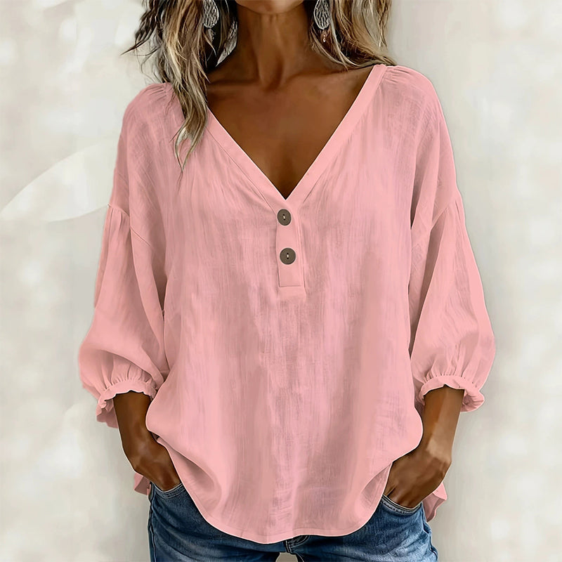 Women's Casual V-Neck 3/4 Sleeve Top