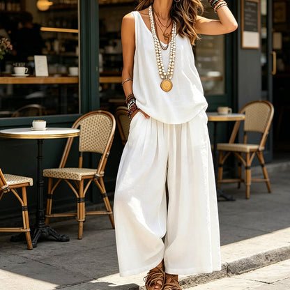 🌸New Arrivals & Special Offers-Women's Solid V-Neck Tank & Pants Set