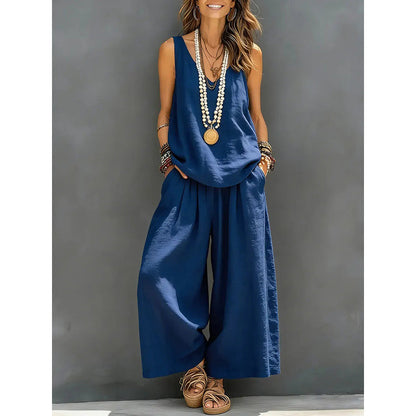 🌸New Arrivals & Special Offers-Women's Solid V-Neck Tank & Pants Set