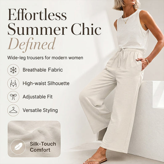 Women's Casual Wide-Leg Drawstring Pants