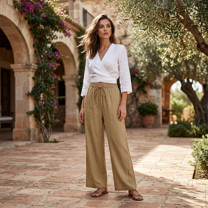 Women's Casual Wide-Leg Drawstring Pants