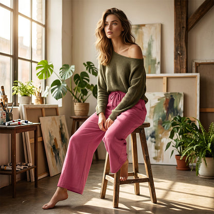 Women's Casual Wide-Leg Drawstring Pants