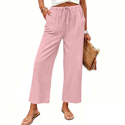 Women's Casual Wide-Leg Drawstring Pants