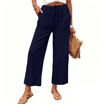 Women's Casual Wide-Leg Drawstring Pants