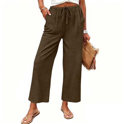 Women's Casual Wide-Leg Drawstring Pants