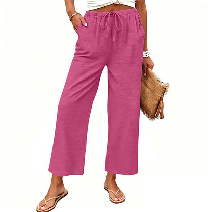 Women's Casual Wide-Leg Drawstring Pants