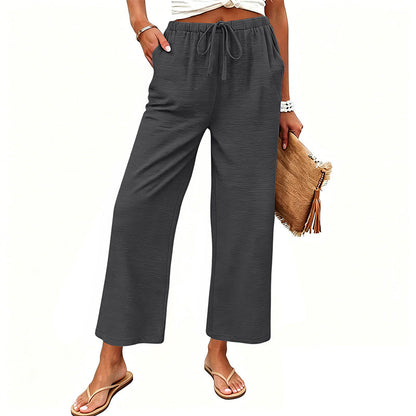Women's Casual Wide-Leg Drawstring Pants