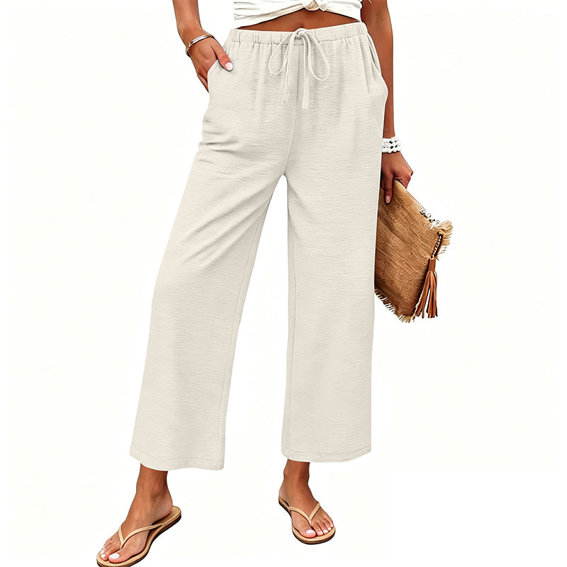 Women's Casual Wide-Leg Drawstring Pants