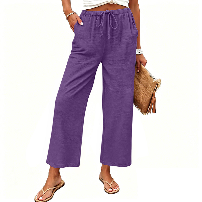 Women's Casual Wide-Leg Drawstring Pants
