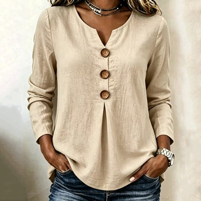 Women's Elegant V-Neck Top with Buttons