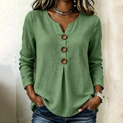 Women's Elegant V-Neck Top with Buttons