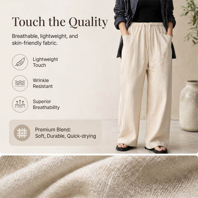 Women's High-Waisted Wide-Leg Drawstring Pants