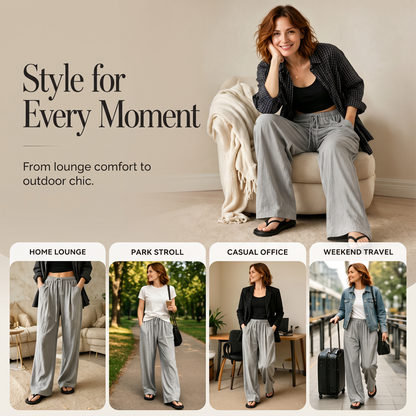 Women's High-Waisted Wide-Leg Drawstring Pants
