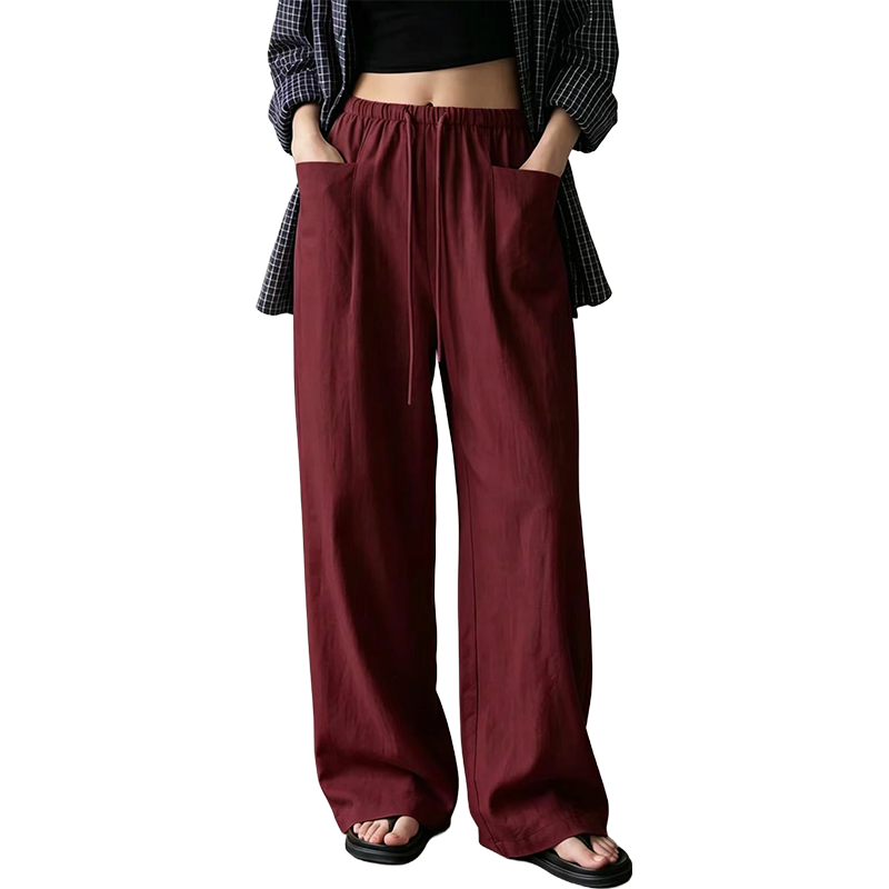 Women's High-Waisted Wide-Leg Drawstring Pants
