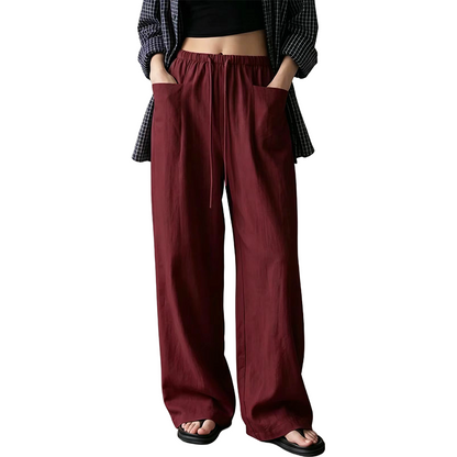 Women's High-Waisted Wide-Leg Drawstring Pants