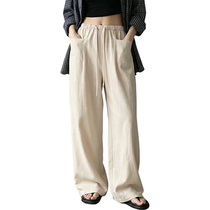 Women's High-Waisted Wide-Leg Drawstring Pants