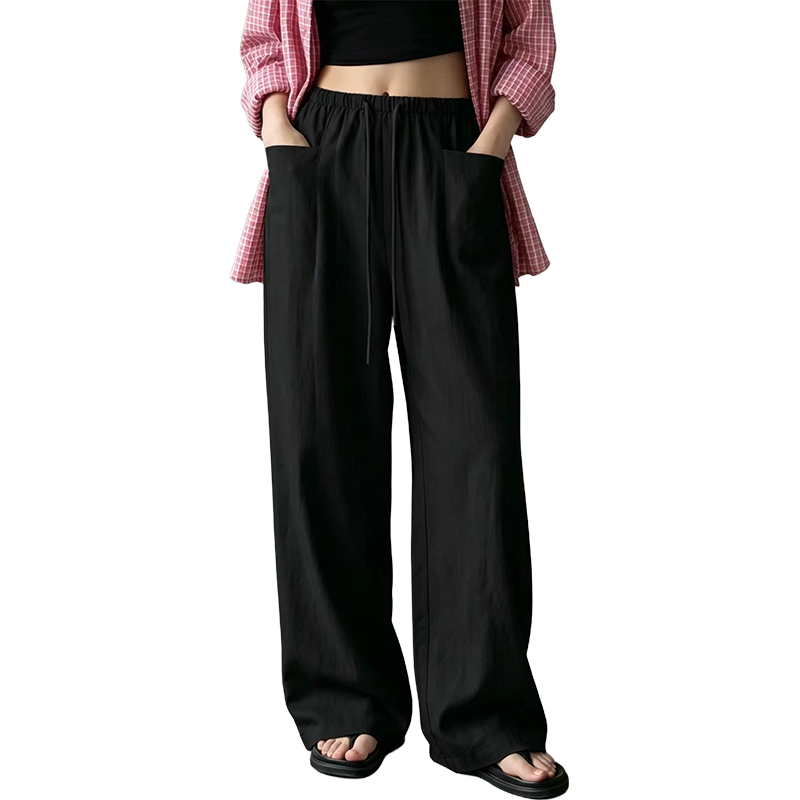 Women's High-Waisted Wide-Leg Drawstring Pants