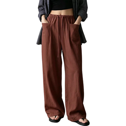 Women's High-Waisted Wide-Leg Drawstring Pants