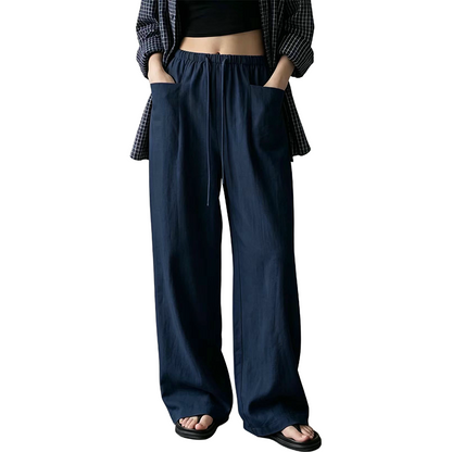 Women's High-Waisted Wide-Leg Drawstring Pants