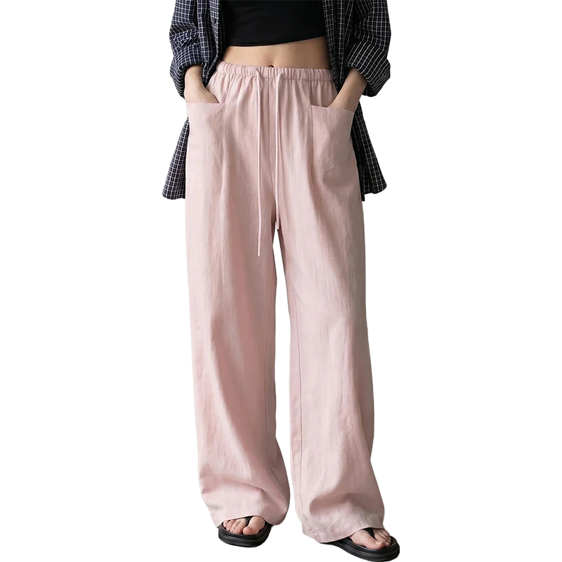 Women's High-Waisted Wide-Leg Drawstring Pants