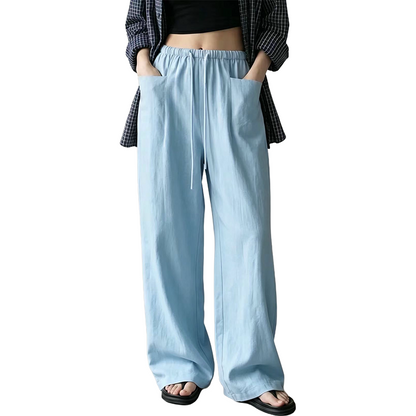 Women's High-Waisted Wide-Leg Drawstring Pants