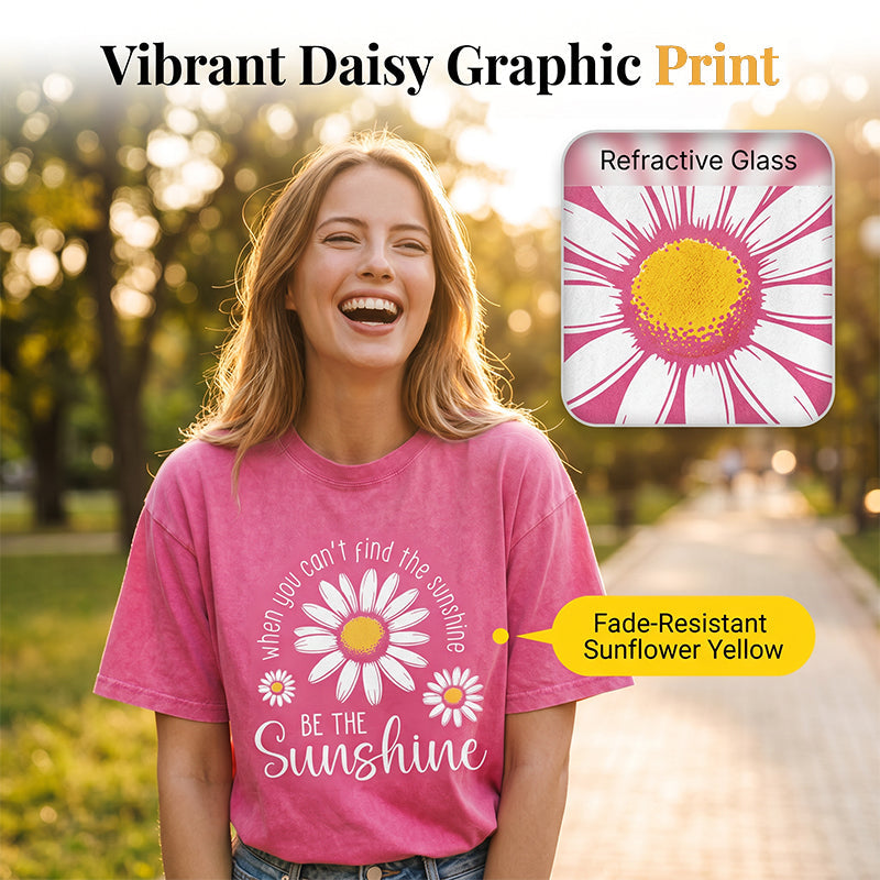 ⏳Limited-time 50% off⏰Vintage Washed Daisy Print Loose Fit T-Shirt🌼👚