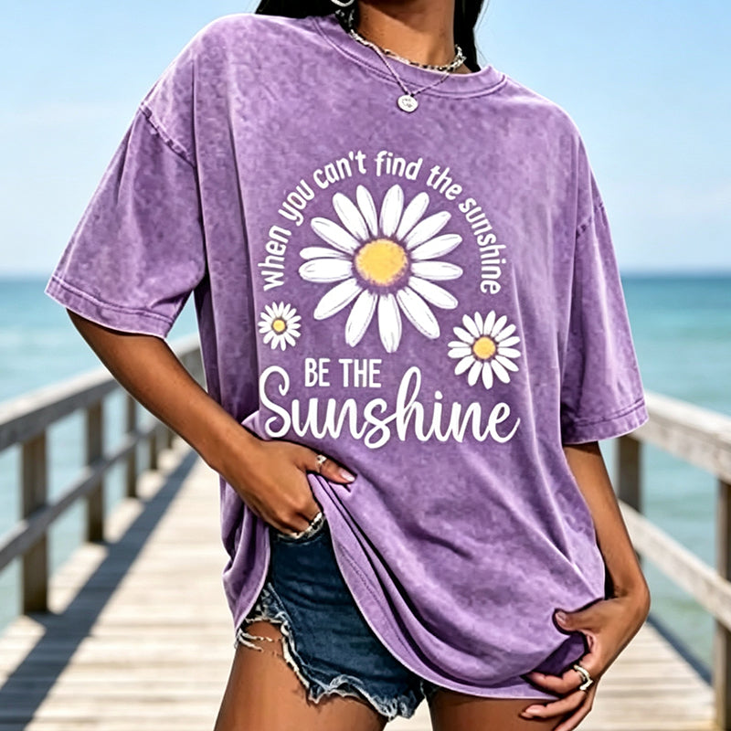 ⏳Limited-time 50% off⏰Vintage Washed Daisy Print Loose Fit T-Shirt🌼👚