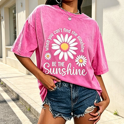 ⏳Limited-time 50% off⏰Vintage Washed Daisy Print Loose Fit T-Shirt🌼👚