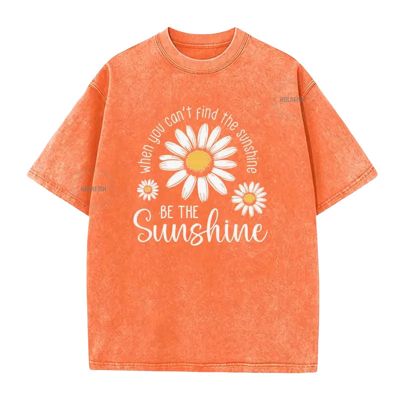 ⏳Limited-time 50% off⏰Vintage Washed Daisy Print Loose Fit T-Shirt🌼👚