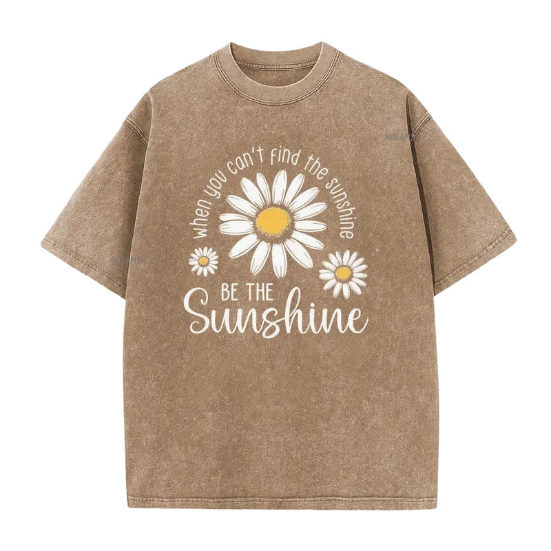 ⏳Limited-time 50% off⏰Vintage Washed Daisy Print Loose Fit T-Shirt🌼👚