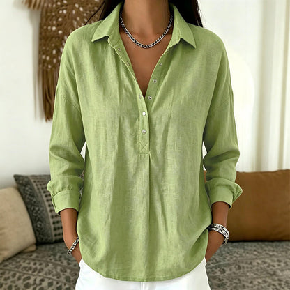 Women's Casual Loose Half-Button Shirt