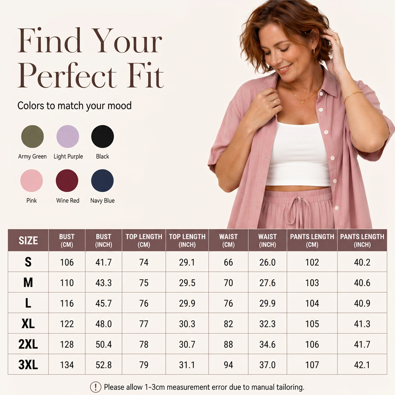 Women's Short Sleeve Shirt & Wide-Leg Pants Set