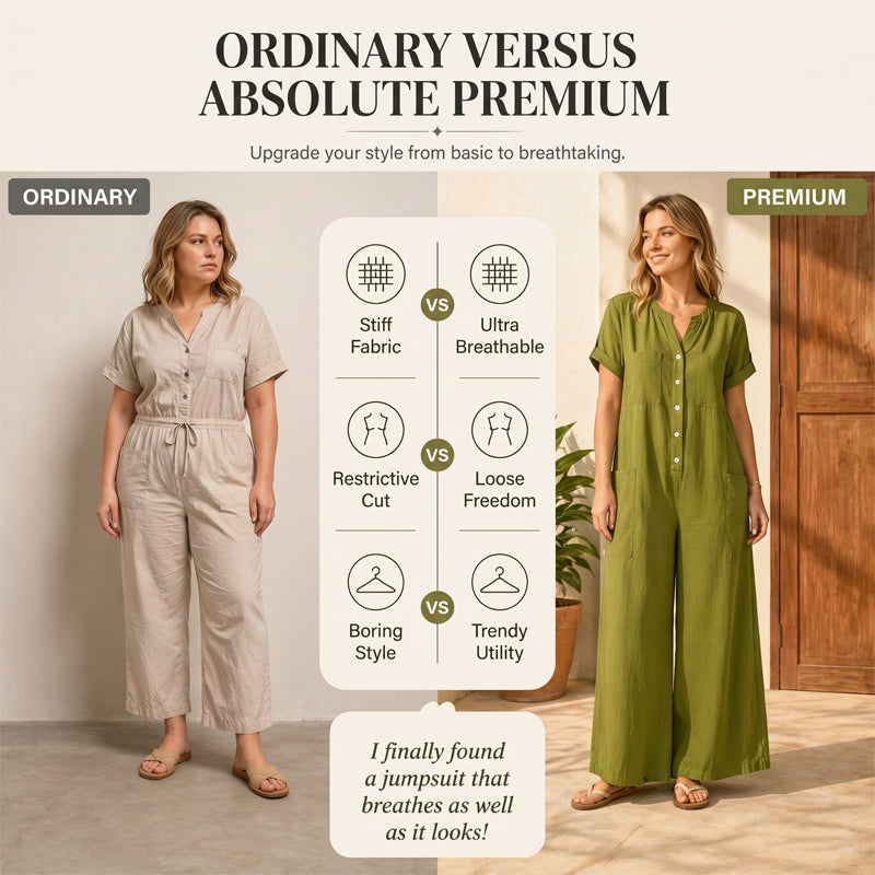 🌿Women's Casual Short Sleeve Wide-Leg Jumpsuit