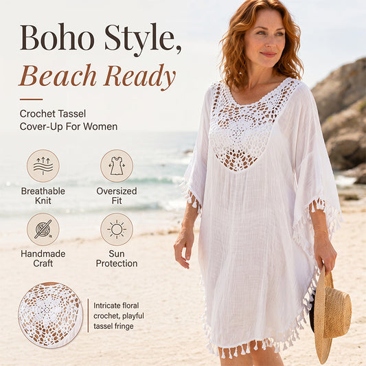 ✨New Arrival✨🌊Flowy Patchwork Cover-Up with Boho Tassels – Ideal for Vacation