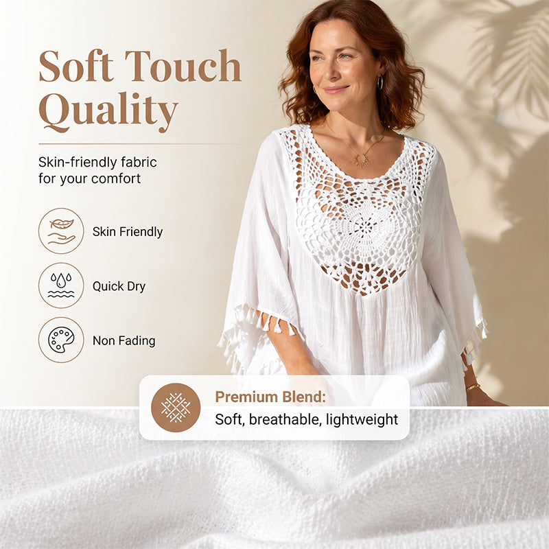 ✨New Arrival✨🌊Flowy Patchwork Cover-Up with Boho Tassels – Ideal for Vacation