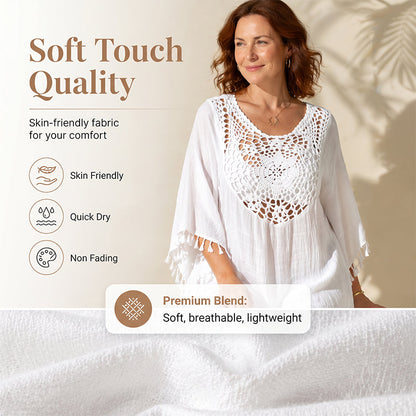 ✨New Arrival✨🌊Flowy Patchwork Cover-Up with Boho Tassels – Ideal for Vacation