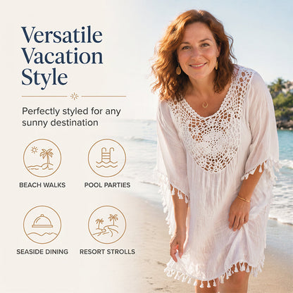 ✨New Arrival✨🌊Flowy Patchwork Cover-Up with Boho Tassels – Ideal for Vacation