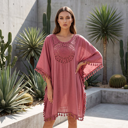 ✨New Arrival✨🌊Flowy Patchwork Cover-Up with Boho Tassels – Ideal for Vacation