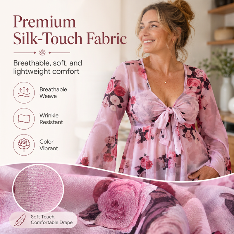 Women's Floral Print Square Neck Tie-Front Blouse
