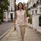 👗 LIMITED-TIME 50% OFF! Women's Stand Collar Sleeveless Top & Wide Leg Pants 2 Piece Linen Outfit Set