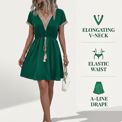 Women's Boho Lace V-Neck Dress